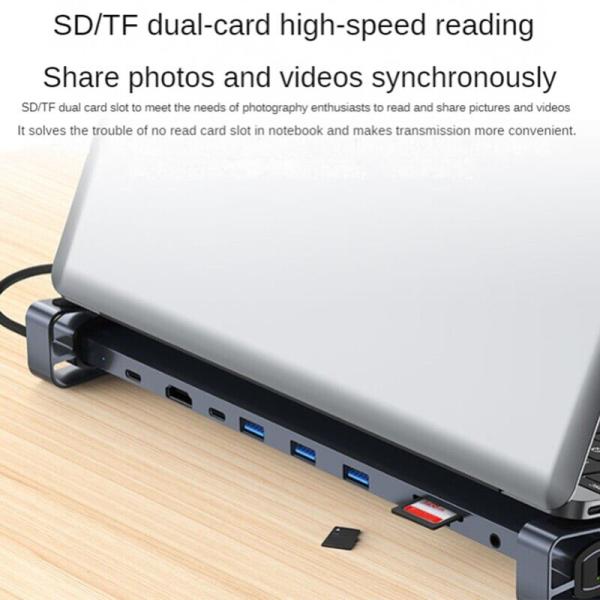 USB 3.1 Interface Type 10 In 1 Type C Hub For High Speed Data Transfer And Charging