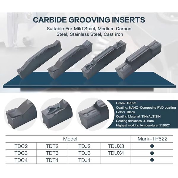 TDC2 TDC3 TDC4 Cutting off Tool Carbide Inserts Lathe Tools CNC Tool Cutter Carbide Parting and Grooving Inserts