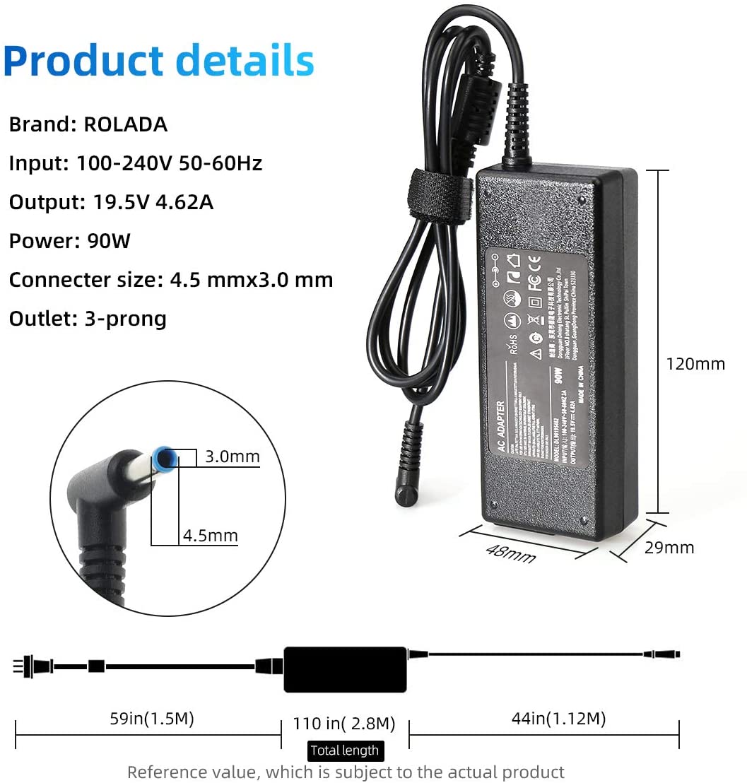 Factory OEM 19.5V 90W Laptop Charger for HP 90W 19.V 4.62A Laptop AC Adapter for HP Pavilion 14 PPP012D-S 709986-003 710413-001