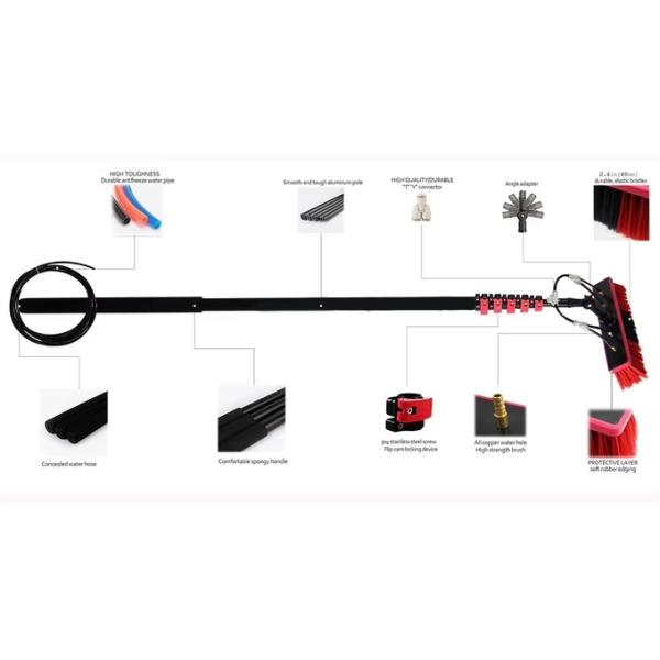 Custom 12-36ft Aluminum Telescopic Water Fed Pole Kit Solar Panel Cleaning Brush Window Washing System With Portable Water Tank