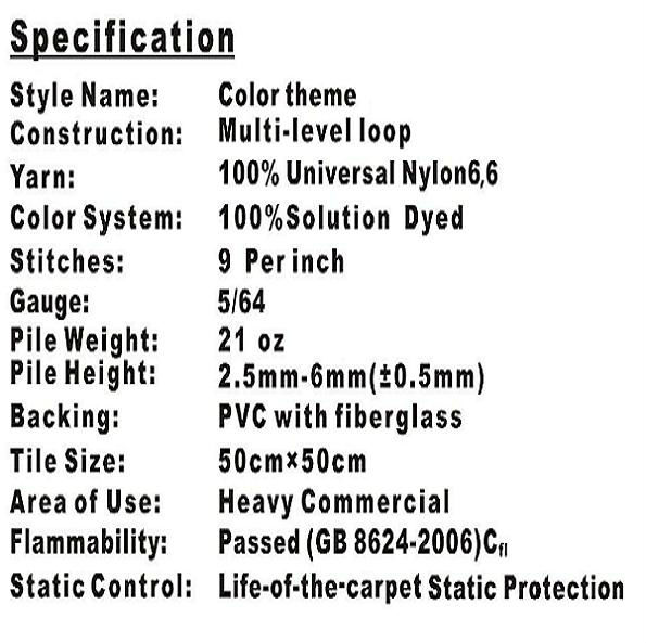 Mixed colors stripe multi loop pile public office Nylon 6.6 carpet tile