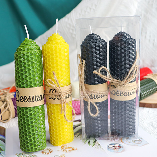 Diy Multi Colors Pillar Hand Rolled Beeswax Taper Candles For Spell