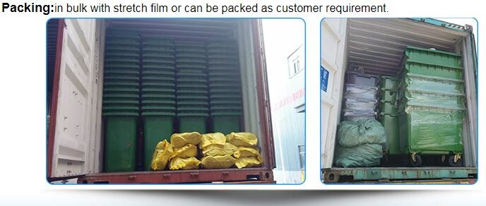 240LCustom plastic garbage bin for outdoor use, Large capacity 660 liter plastic garbage four-wheeled cart with lid bin
