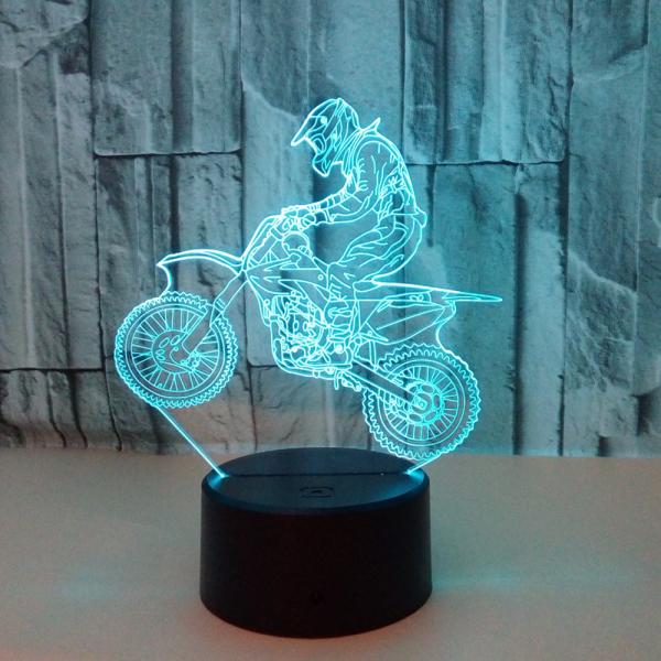 3D LED motorcycle night light Colorful visual stereo gradient touch remote control small table lamp