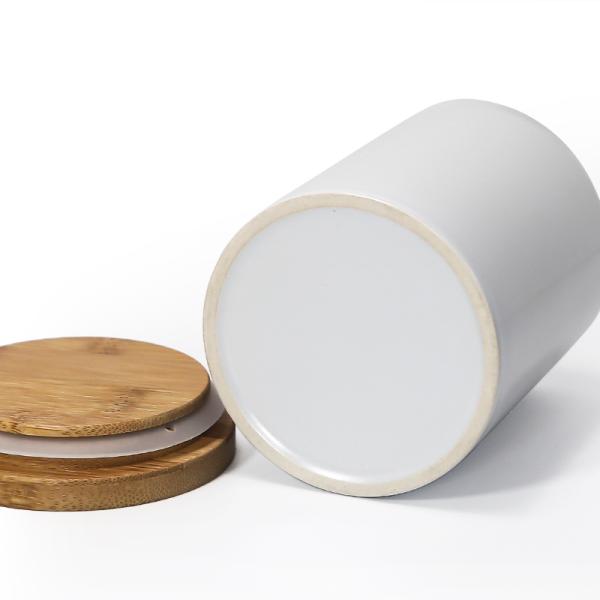 Blanks White Ceramic Candle Jar With Bamboo Lid 300ml Capacity