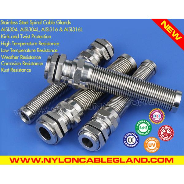 NPT gevind EMC kabelforskruning kabelforskruninger i rustfrit stål (IP68) med spiralkabelbeskytter