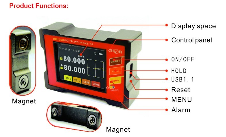 RION Spot Monitoring Single Axis Digital Inclinometer Display Screen