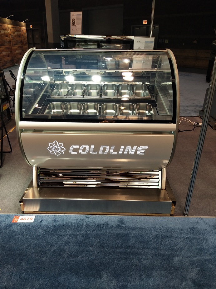 Front Opening Glass Door Gelato Showcase Display Freezer 1000L