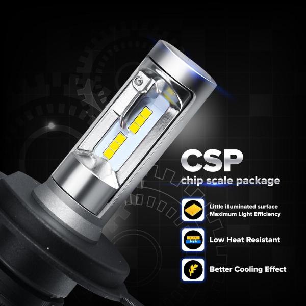 H4 LED Headlight Bulbs Conversion Kit CSP LED Chip 6500K Cool White 50W 8000lm - 3 Years Warranty