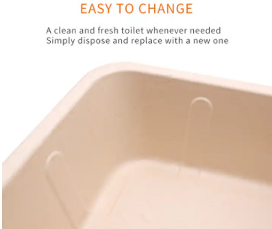 Bamboo Fiber Disposable Litter Boxes Eco Friendly Molded Pulp Paper Litter Box