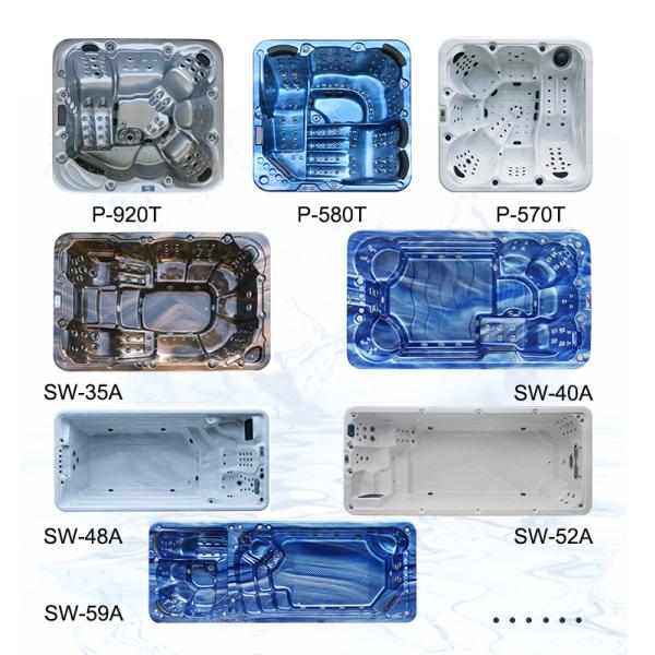 Luxury Acrylic Rectangular Swim Spa 10 Person Outdoor Whirlpool