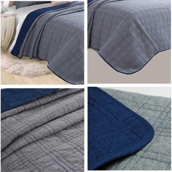 Washed Solid Geometric Bedspreads And Coverlets 3Pcs 100% Cotton For Home