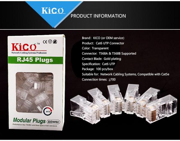Hot Sale Brand KICO or OEM FTP 8P8C Cat6 Ethernet Cable Lan Cable RJ45 Plug Connector High Quality Good Price