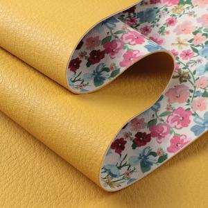 Buy cheap Flower Printed Handbag PU Leather 1.5mm Thick Double Sided Faux Leather product