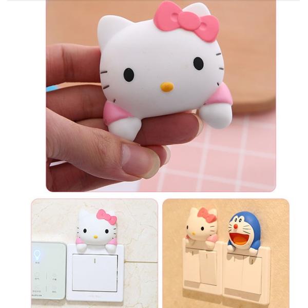 Kt Cat Cartoon Switch Cover Room Decor 3D On-Off Switch Sticker Switch Outlet Wall Sticker