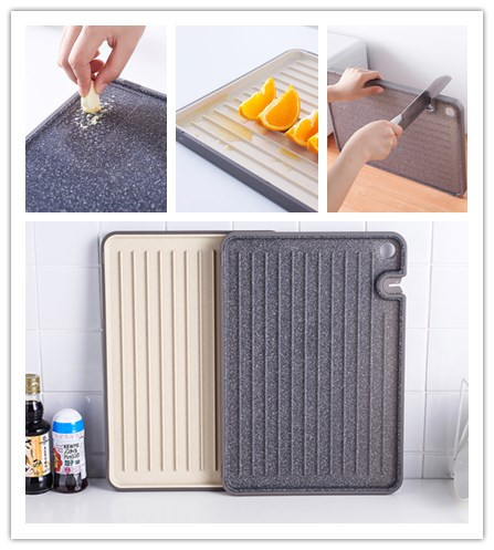 Double Sided Sharpen Block Black Plastic Chopping Board Set