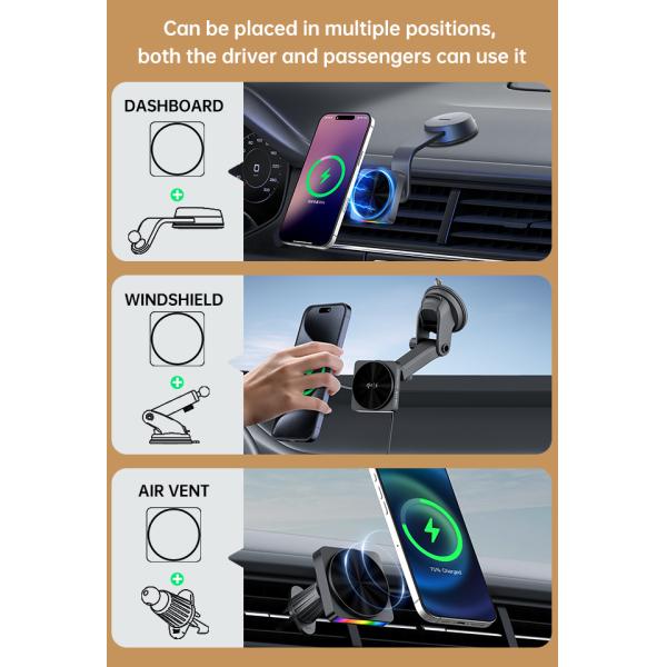 Magnetic Car Mount with RGB Ambient Light and Sound Pickup
