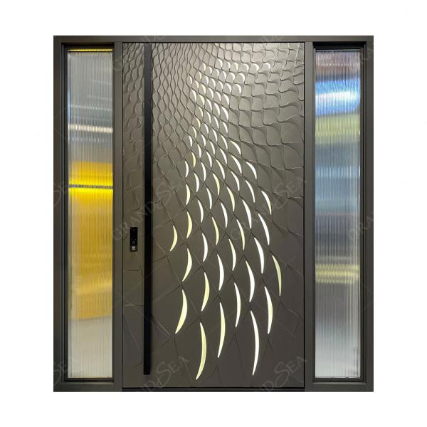Aluminium Door with LED Lights American Senior Entrance Door Superior a Class Lock System Aluminium Door