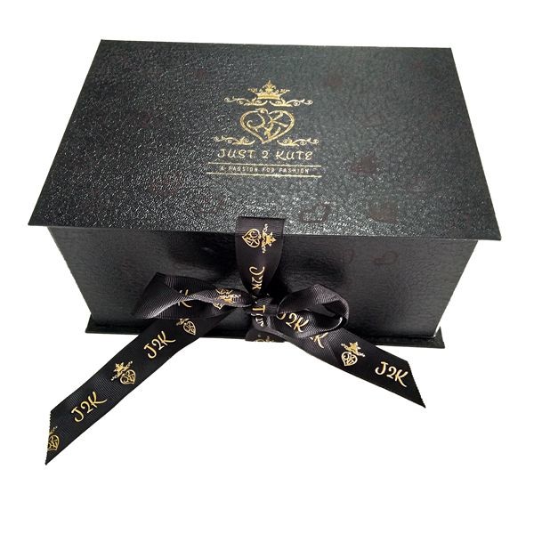 Decorative Design Folding Gift Boxes Black Book Shape With Beautiful Ribbon