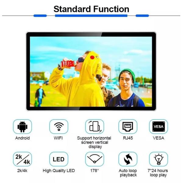 50 Inch Wall Mounted Touch Screen Kiosk 1920 X 1080 21.5 32 43 55 65'' Interactive