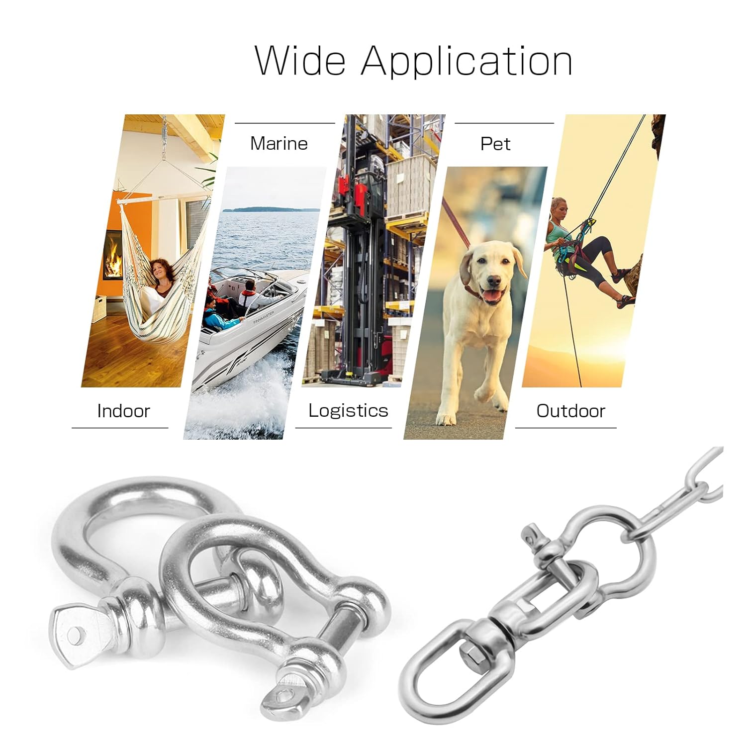 Lifting Purposes Stainless Steel Bow Shackles with Collar Pin Type and Polished Finish