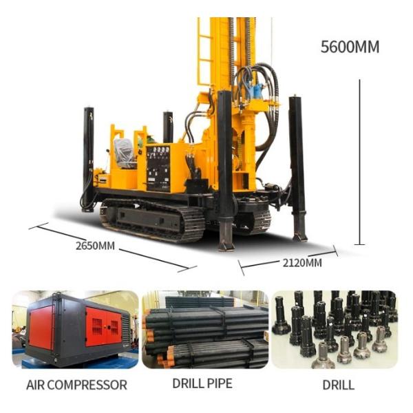 Crawler Type Hydraulic Water Well Drilling Rig Machine 300m Depth