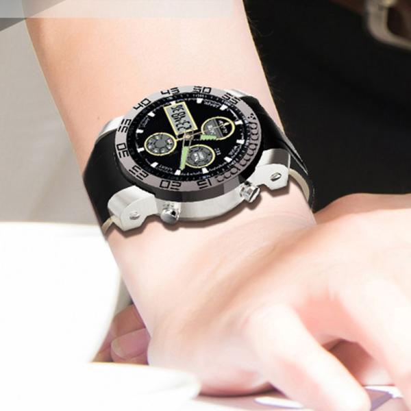 Plexiglass Mirror Analog Digital Sports Watch Electronic Movement With Alarm