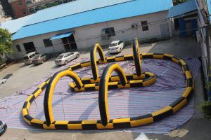 Buy cheap Fireproof Material Inflatable Race Track For Karting Yellow & Black product
