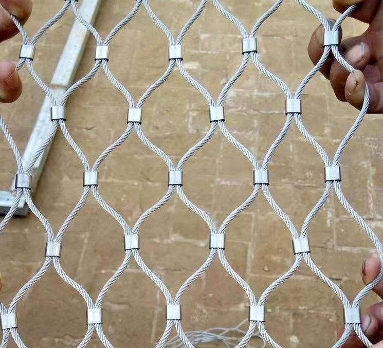 Customized Silver Stainless Steel Rope Mesh Recyclable Maintenance Free for Architectural Protection