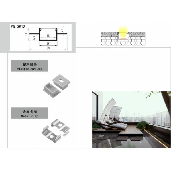 Drywall Plaster In LED Profile Aluminum Recessed Lighting Housing 38*13mm