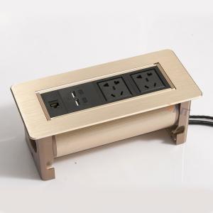 Thick aluminum material manual flip up conference table power socket