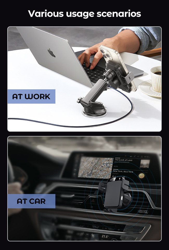 Sliding Cover Design Car Phone Holder Three Way Automatic Adjustment Clamp Arm