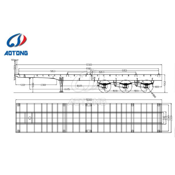 3 Axles Extendable Flatbed Container Semi Trailer for 40ft to 45ft OE NO. Extendable