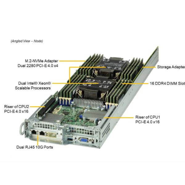 2U 2 Node BigTwin Supermicro Storage Server SYS-620BT-DNTR With 6 3.5" NVMe/SATA Bays Per Node
