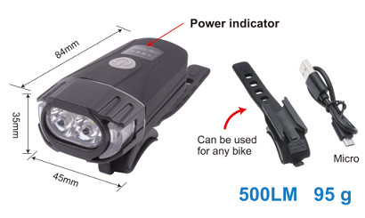 Waterproof IPX4 Rechargeable Cycle Headlight Cold Resistant 15mm
