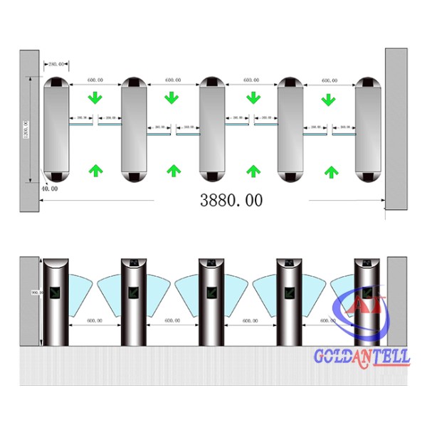High Speed Glass Lane Flap Turnstile Barrier Gate