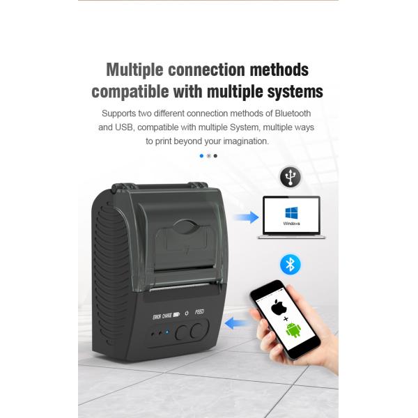 Portable Thermal 58mm Receipt Printer Android IOS Bluetooth POS