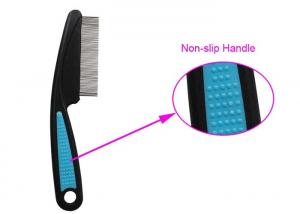 ABS Non Slip TPR Handle Pet Flea Comb Multi color With Stainless Steel Teeth