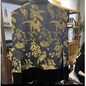 Eco Friendly Textured Viscose Jacquard Bird Flower Jacquard Fabric Breathable
