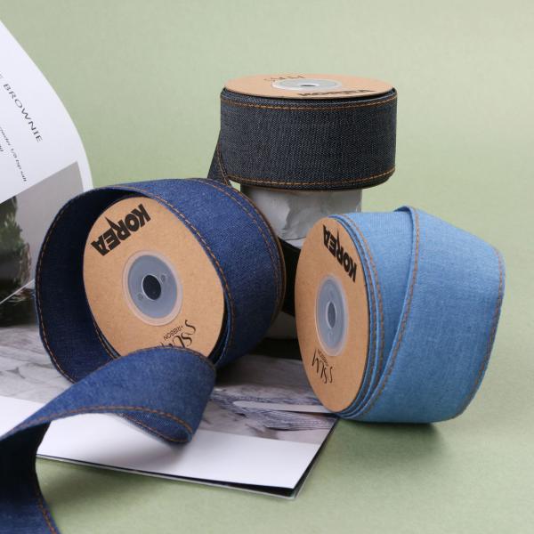 OEM ODM Blue Denim Jeans Ribbon 12mm-38mm Ribbon For Jeans