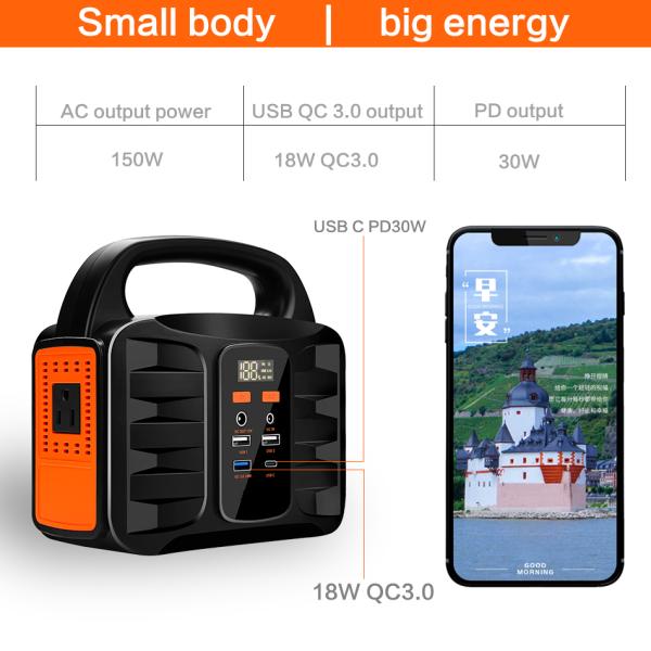 Solar Powered Portable Power Station 220v Ac Outlet 150W 50000mAh Generator Supply
