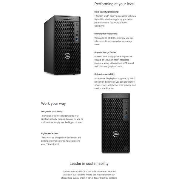 Dell OptiPlex 3000MFF i5-12500 8G Microcomputer Desktop 256GB HDD