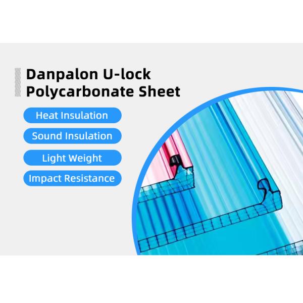 100% Virgin Material Danpalon Polycarbonate Multiwall U Locked Panel Hollow Sheet OEM / ODM