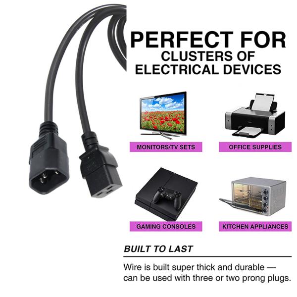IEC C19 to C14 Power Cord 16AWG 250V 1.8m for Industrial Equipment