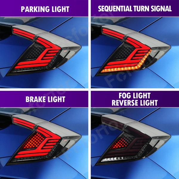 Car Tail Light2016-2021For Honda 10 Generation Civic 2 Compartment LED Tail Lamp Assembly Rotary Streaming Steering