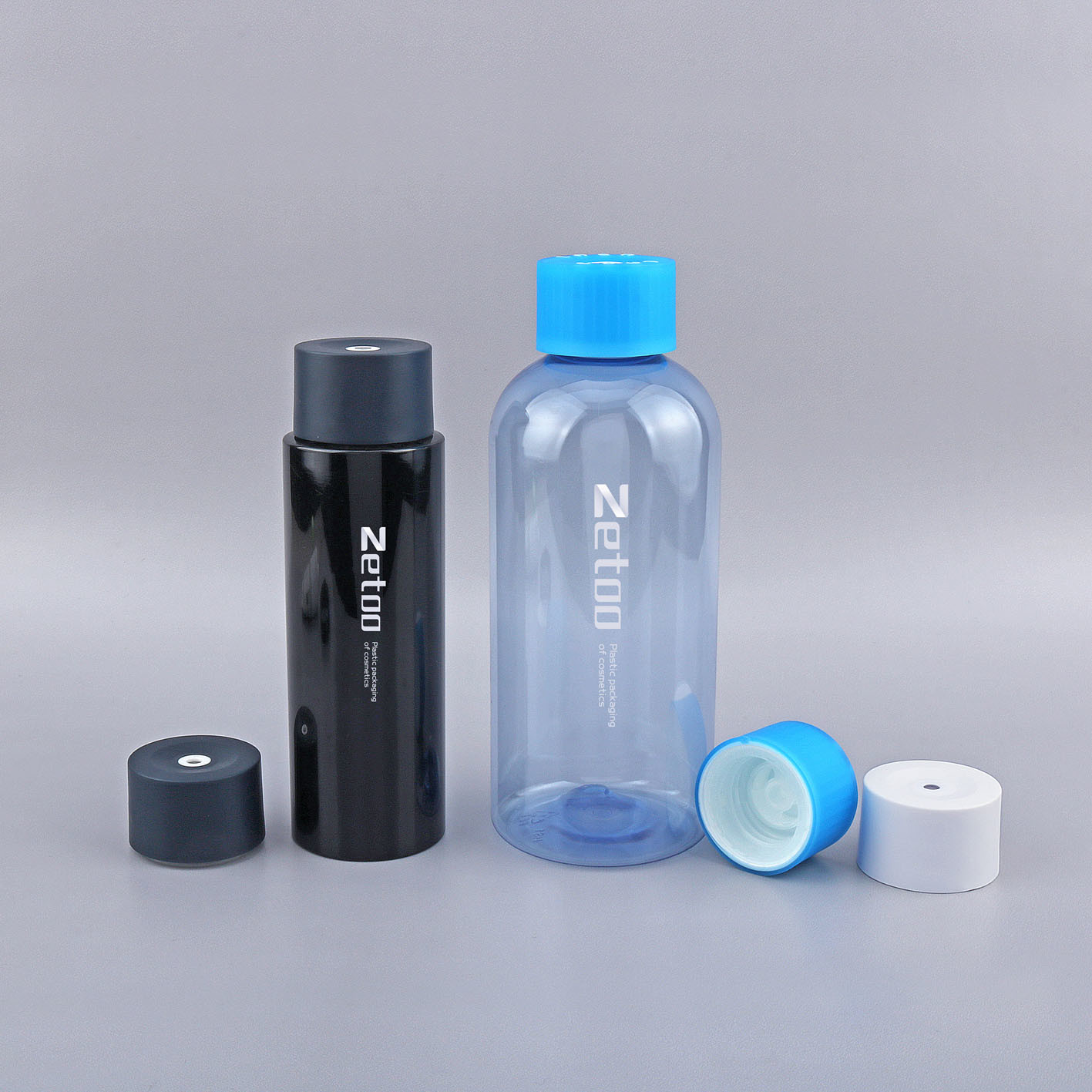 Buy cheap Customized PET Cosmetic Bottles Blue / Black Cosmetic Empty Bottles product