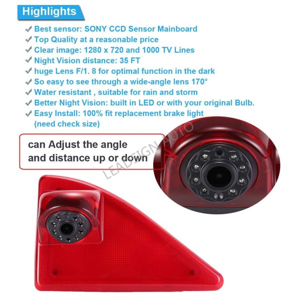 Renault Master Third Brake Light 1/3" CCD Cmos Optional Camera Image Sensor