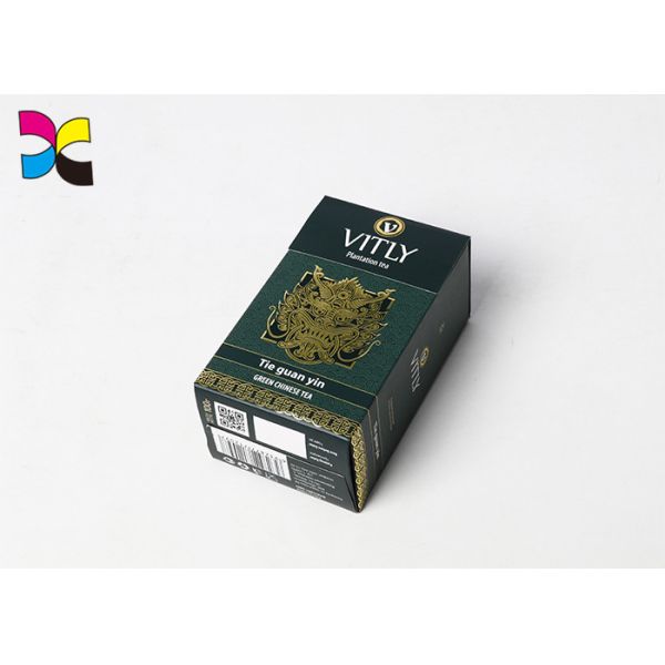 Tea Delicate Custom Packaging Boxes Golden Foil Chinese Traditional Style Cigarette