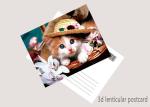 Promotion Cartoon 3D Lenticular Postcard / Flip Lenticular Image Printing