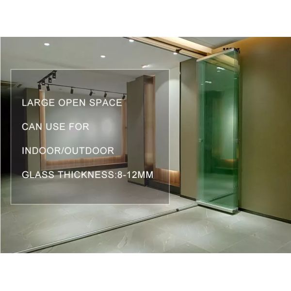 Office Frameless Aluminium Sliding Partition Door Wall Custom Glass Bi Folding Door